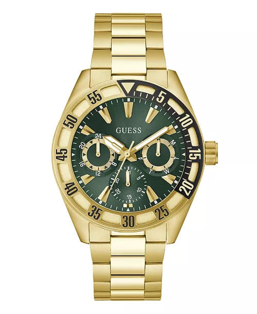 Guess Equity GW0703G2 Gold Tone Green Multifunction Men's Watch 44mm